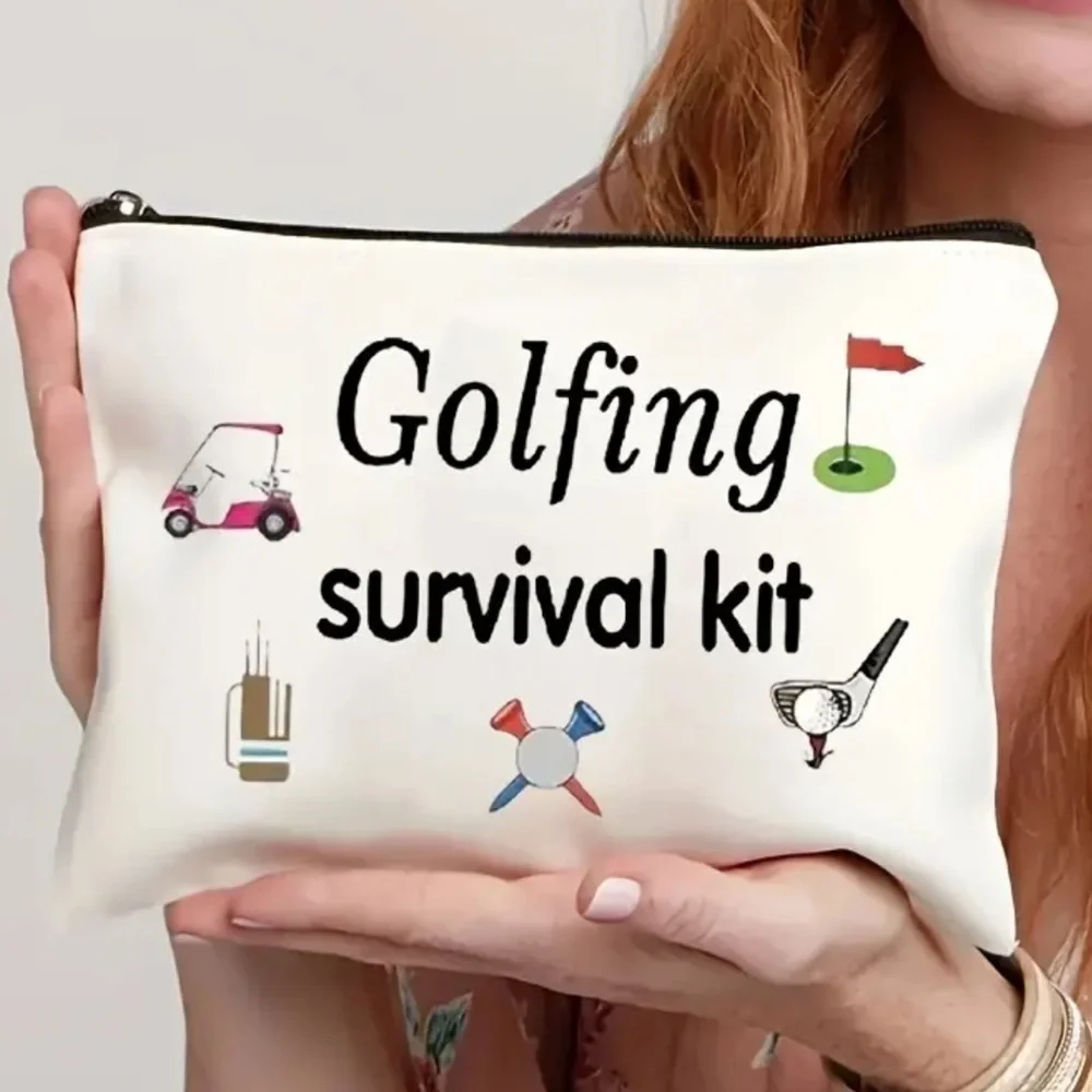 Golf Survival Kit Multipurpose Storage Bag Cosmetic Tee’s Pencil Scorecard White